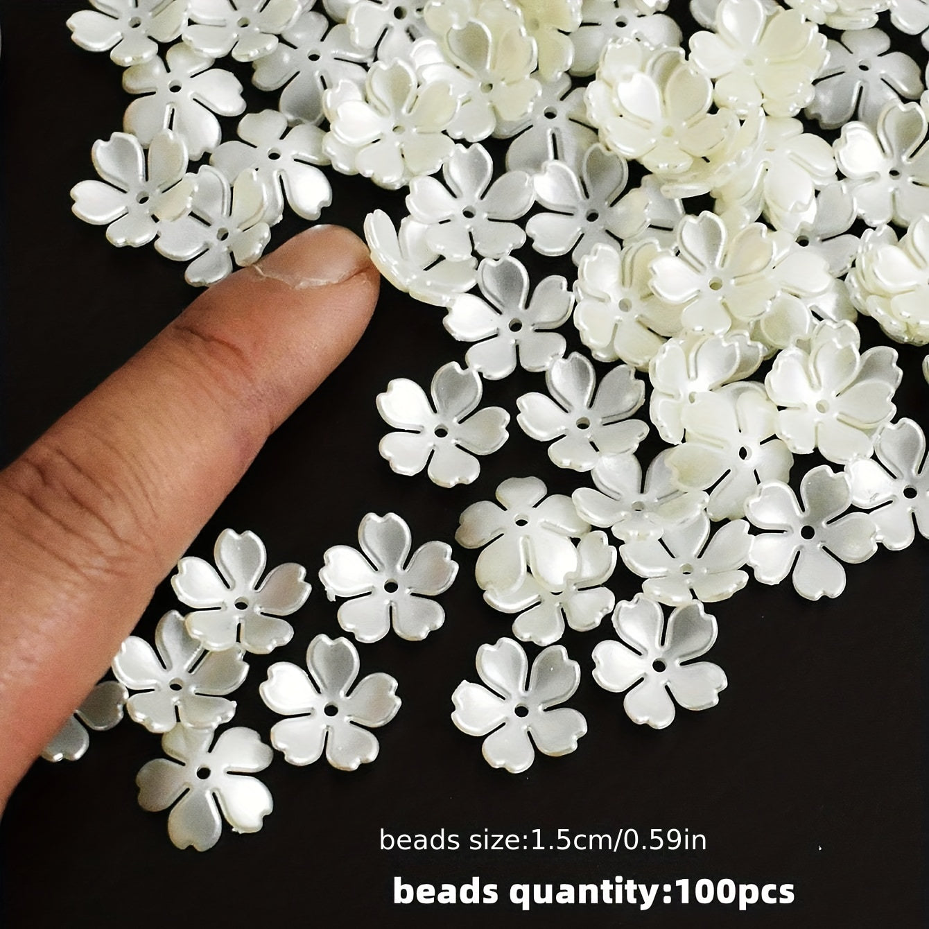 100pcs 15mm Wind Chime Flower Beads ABS Pearl Flower Beads Caps End Caps