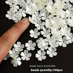 100pcs 15mm Wind Chime Flower Beads ABS Pearl Flower Beads Caps End Caps