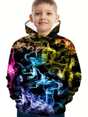 Boys Colorful Fumes Print Hoodie Top Casual Street Style Kids Clothes