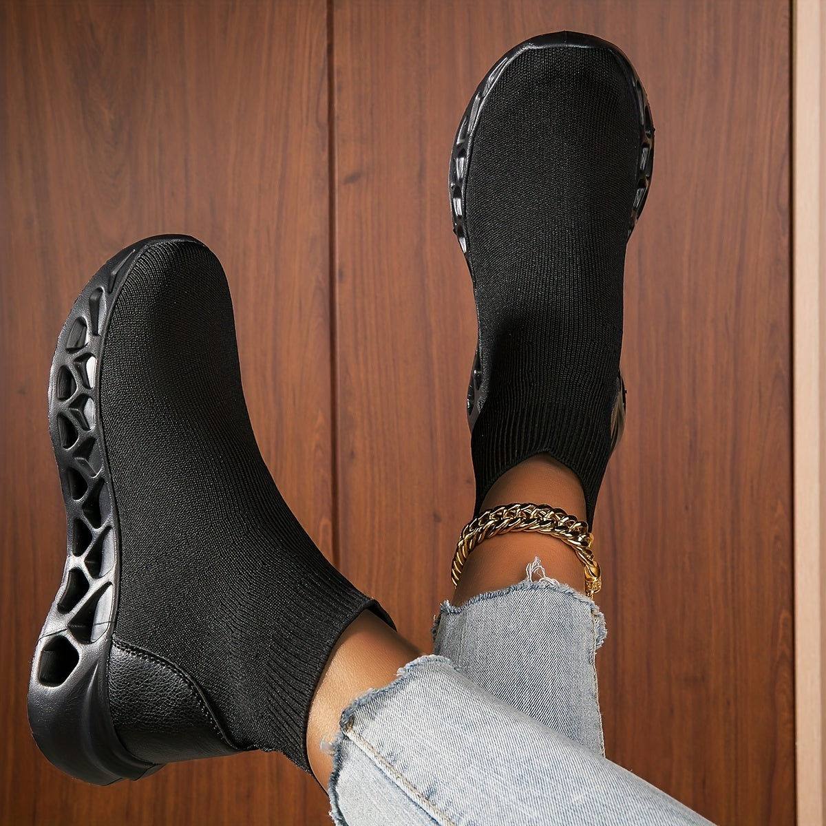 Women's Knit Slip-On Sock Sneakers Ankle Boots