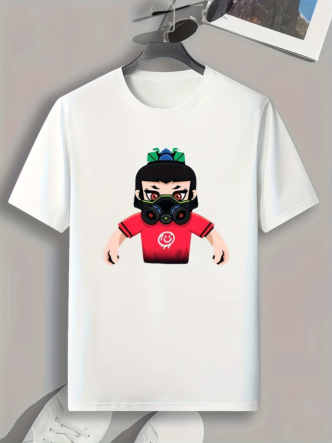 Masked Cartoon Person Print Men's Graphic T shirt Casual Comfy Tees