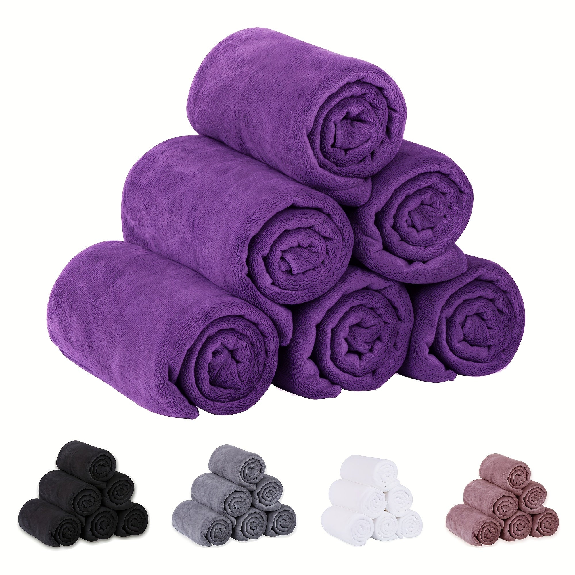 6pcs Microfiber Bath Towel Sets Soft Solid Bath Towel Extra Absorbent Grey