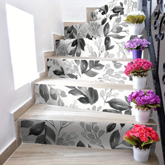 6pcs Watercolor Big Flower Stair Stickers Self adhesive Wallpaper
