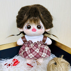 Doll Clothes Set College Style Plaid Skirt Princess Shoes Sweater T-shirt