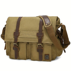 Men's Canvas Crossbody Bag Large Laptop Shoulder Briefcase