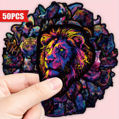 50pcs Neon Animal Sticker Set Waterproof Vinyl Decals for Laptops Phones Guitars