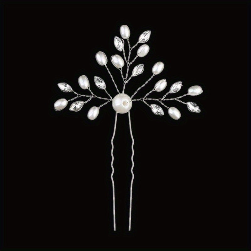 Crystal Faux Pearl Rhinestone U Hairpin Wedding Bridal Accessories