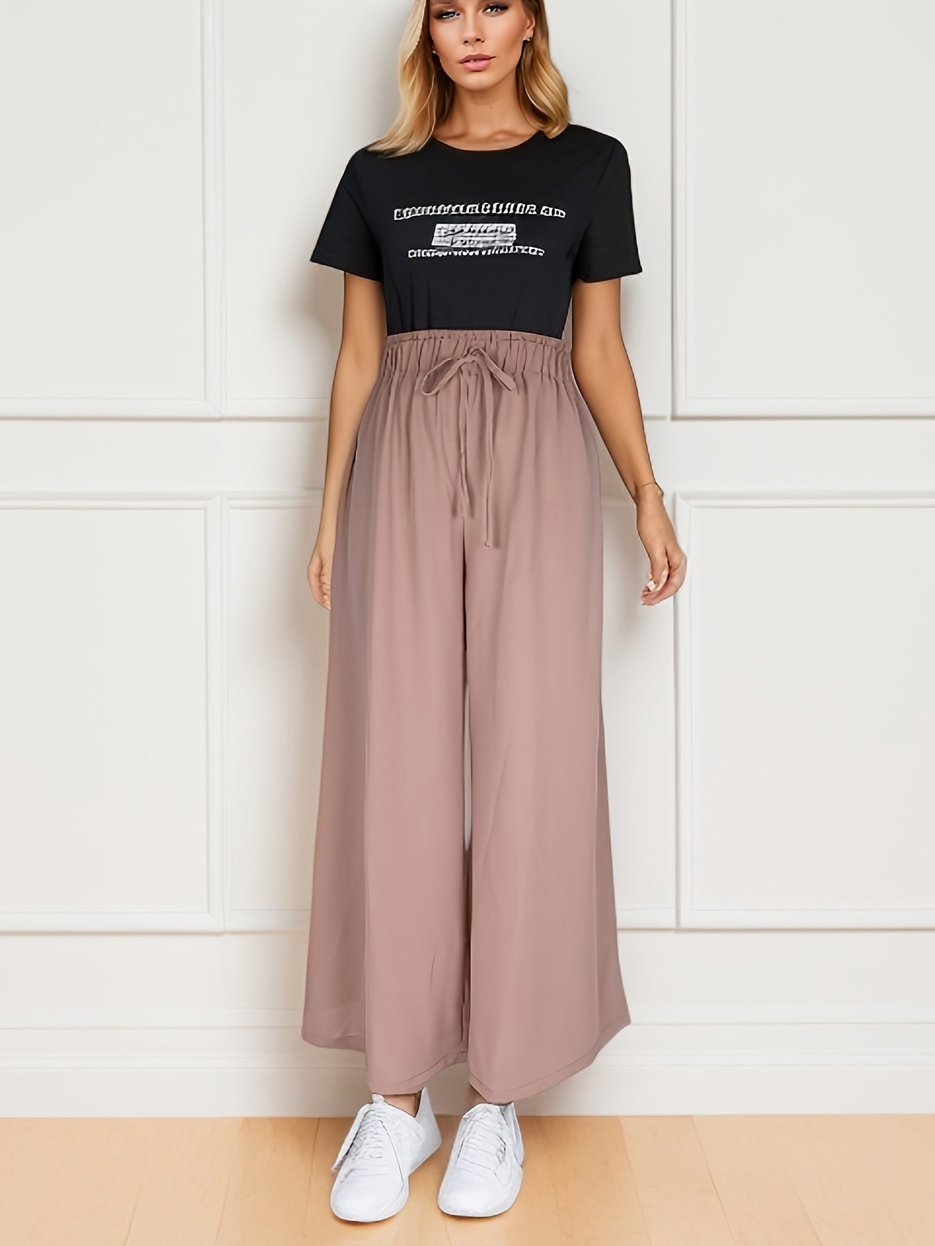 Drawstring Wide Leg Pants High Waist Summer Pants