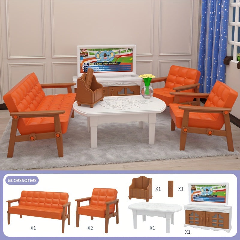 Doll Furniture Bathroom Bedroom Kitchen Living Room DIY Doll House Toys