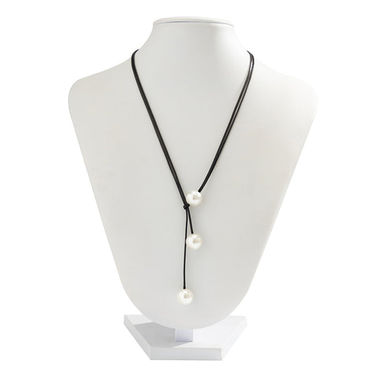 Freshwater Pearl Leather Rope Necklace