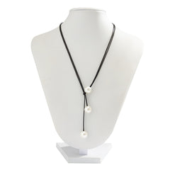 Freshwater Pearl Leather Rope Necklace