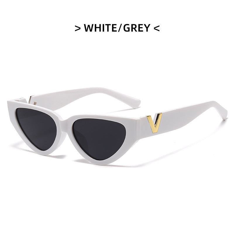 Stripe Cat Eye Sunglasses Vintage Ladies Stylish Oversized Triangle