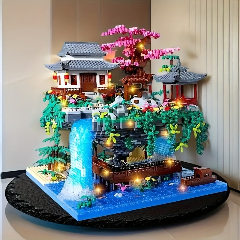 1920pcs Peach Blossom Pool Landscape Building Blocks Set