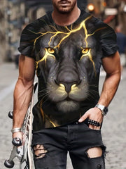 Men's Lion Graphic Print Active Tee for Summer