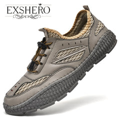 EXSHERO Men's Casual Platform Shoes Breathable Stitching Sneakers