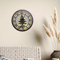 Children's Room Decoration Wall Clock LED Creative Light Retro Wooden Sign