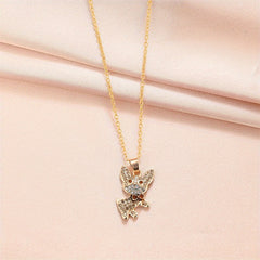 Dog Pattern Pendant Necklace Rhinestone Decor