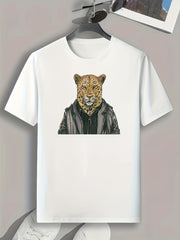 Leopard Print Men's Graphic T-shirt Casual Comfy Tees For Summer