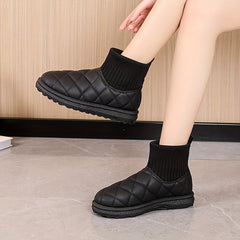 Women's Quilted Snow Boots Elastic Thermal Winter Ankle Boots