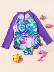 Girls Tie Dye Quick Dry One piece Swimsuit