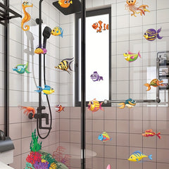 Cartoon Fish Group Glass Sticker Removable Waterproof Vinyl Sticker