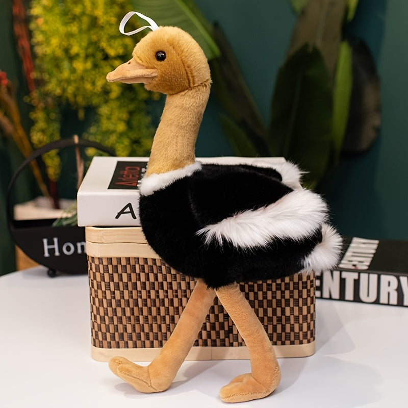 15.75in Ostrich Plush Toy Realistic Stuffed Bird Soft Fluffy Decor
