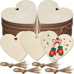 10pcs Love DIY Wooden Chips Blank Labels Heart Decor Rustic Wedding Decorations