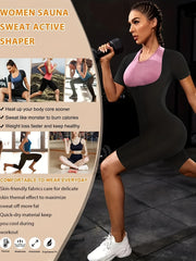 Short Sleeve Zipper Sports Shaping Bodysuit Women Sauna Sweat Fitness