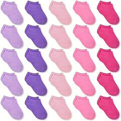 25 Pairs Girls Kids Ankle Socks Comfy Low Cut Boat Socks for Children