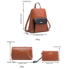 Embossed Detail Backpack Set Women's Bag Collection