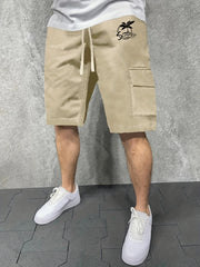 Men's Coconut Tree Graphic Drawstring Shorts with Pockets