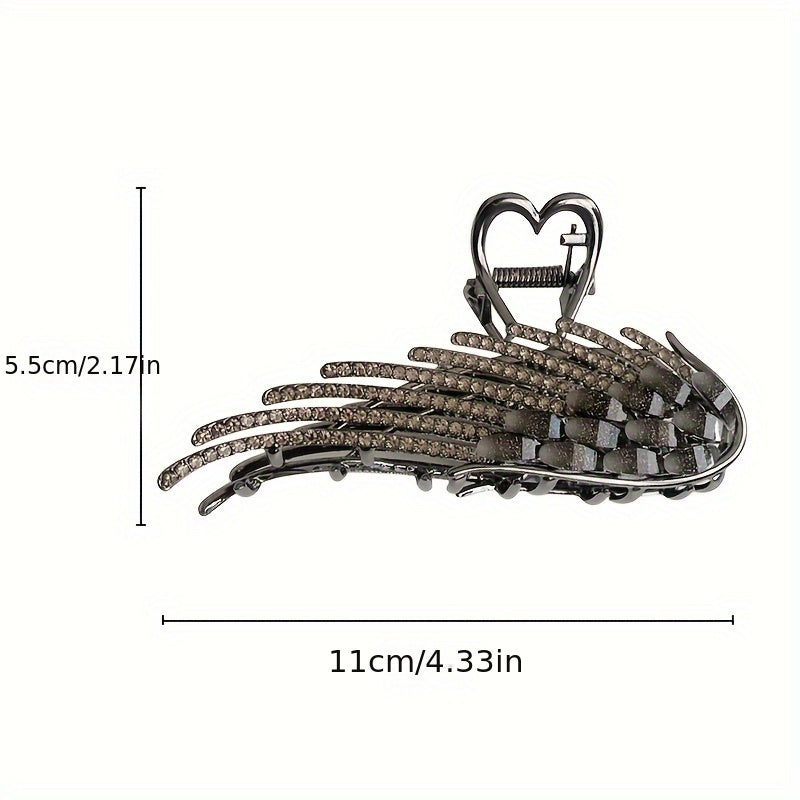 Large Hair Claw Clip Rhinestone Angel Wing Hair Clip