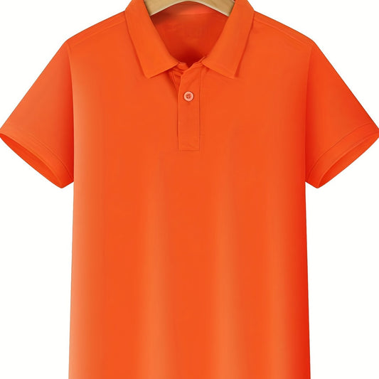 Boys Solid Polo Shirt Cotton Stretch Short Sleeves Button Up