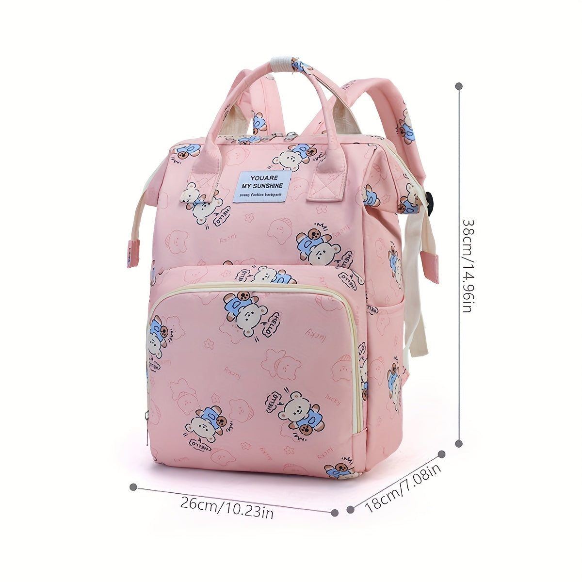 Large Diaper Backpack with Insulated Pocket Pink