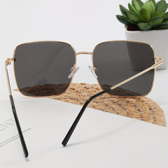 Square Metal Sunglasses UV400 Anti Glare for Driving