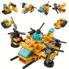 6 in 1 Firefighter Plane Building Blocks Crane Construction Set