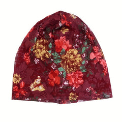 Flower Print Lace Beanie Cap Head Wrap Elastic Turban Bonnet Chemo Hats