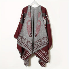 Boho Geometric Pattern Shawl Cashmere Wrap Thick Warm Cape