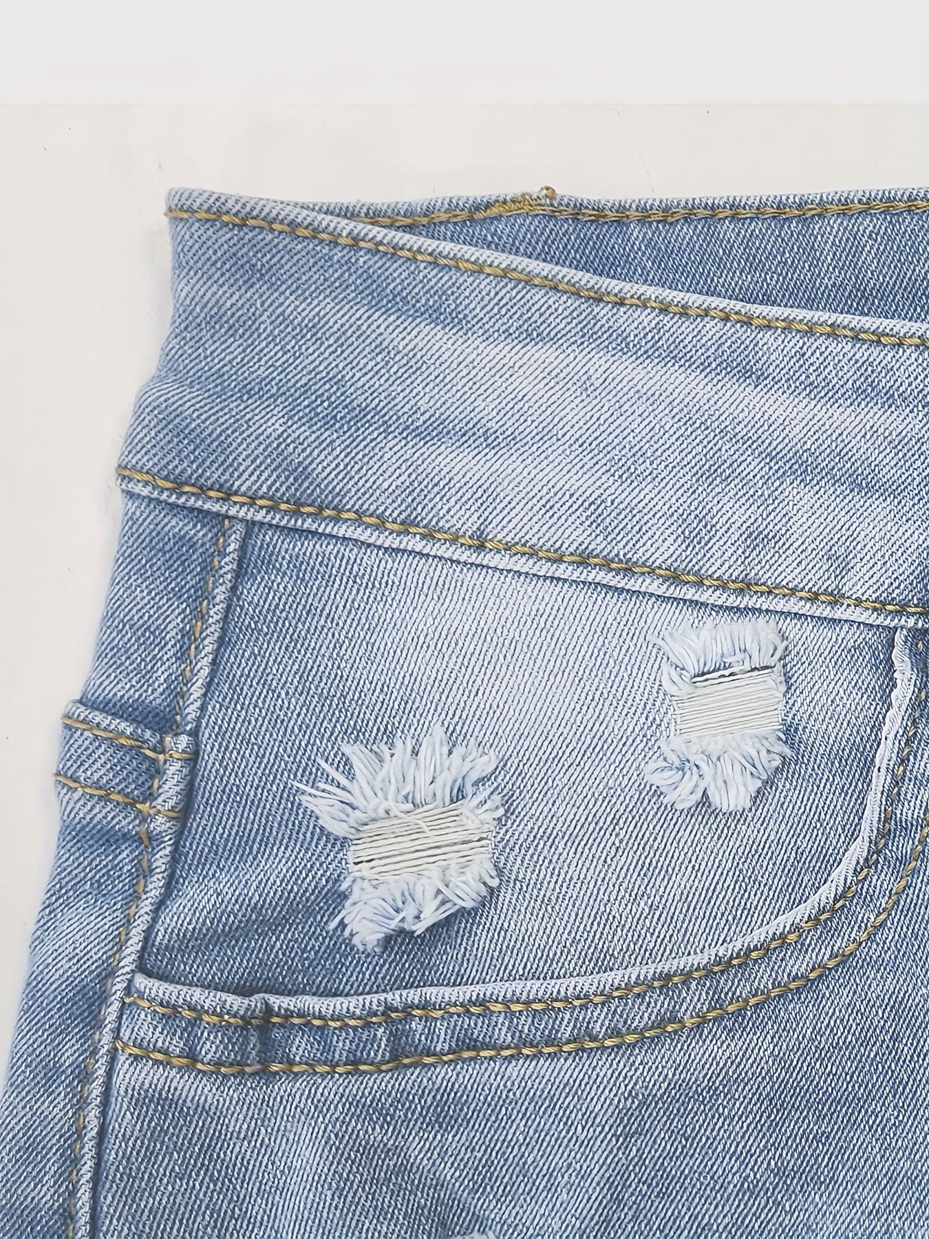 Sexy Denim Shorts Women's Plus Washed Ripped High Leg Cut
