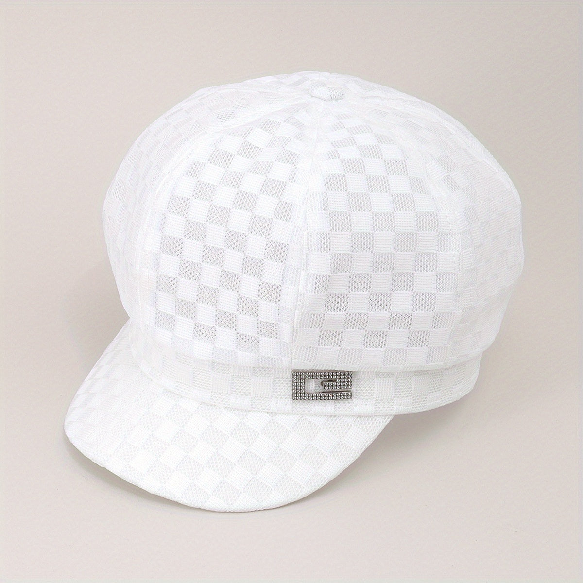 Plaid Beret Mesh Breathable Painter's Cap British Style Women Newsboy Hat
