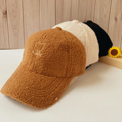 Fuzzy Teddy Pattern Warm Baseball Cap