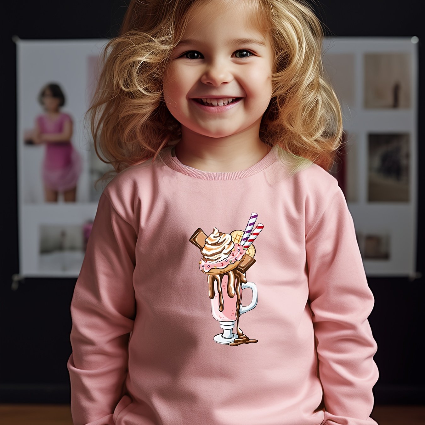 Sweet Ice Cream Coffee Crew Neck Sweatshirt Spring Fall Girls