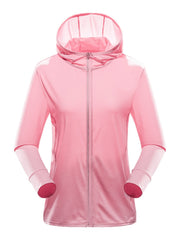Women's Sun Protection Hooded Jacket Lightweight Long Sleeve Cooling Ice Silk