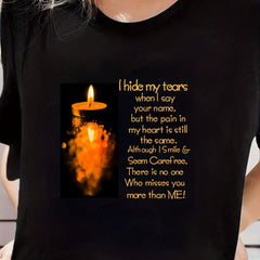 Burning Candle & Letter T-shirt Short Sleeve Sports Top Summer Tee