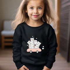 OERYUI Kids Kitty Bus Graphic Sweatshirt Comfy Pullover