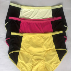 3 Pack Plus Size Panties Set Colorblock High Waisted Briefs