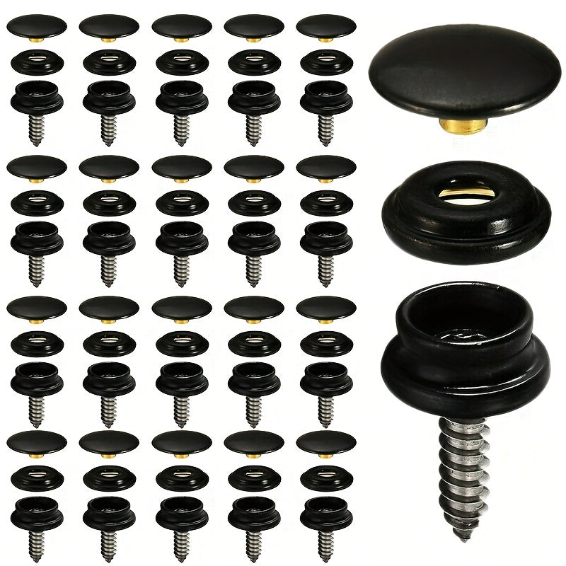 25 Sets 15mm Stainless Steel Screws Copper Buckle Waterproof Cloth Boat Cover