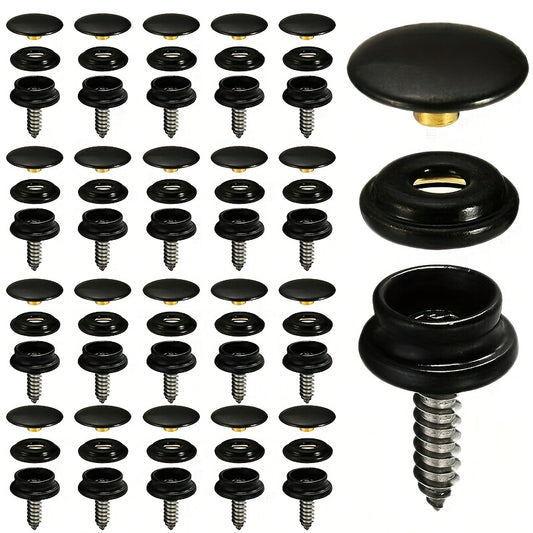 25 Sets 15mm Stainless Steel Screws Copper Buckle Waterproof Cloth Boat Cover