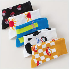 5 Pairs Cartoon Print Socks Funny & Mid Tube Socks Women's Stockings