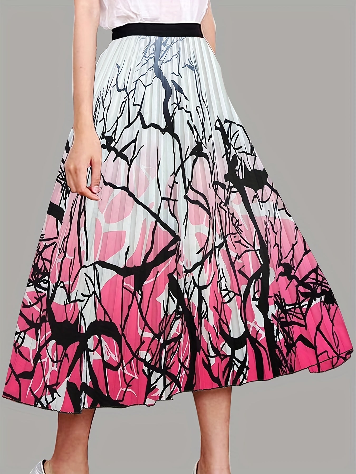 Pleated High Waist Swing Skirt for Spring & Summer